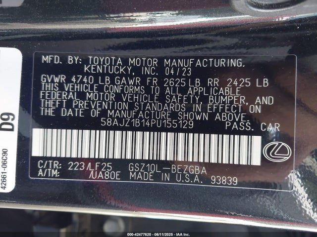 Lexus 2gr-fks 2023 58AJZ1B14PU155129 Image 9