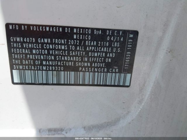 3VW2K7AJ7EM289320 Volkswagen Jetta 2.0l S
