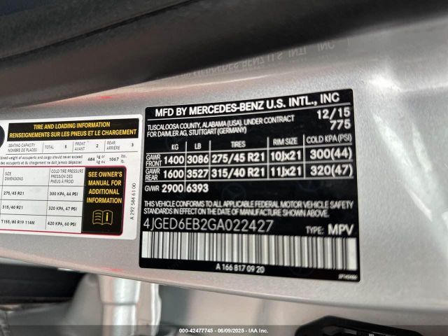 4JGED6EB2GA022427 Mercedes-Benz Gle Coupe 450 4matic