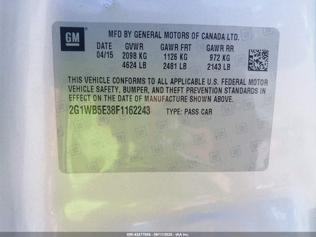 2G1WB5E38F1162243 Chevrolet lfx