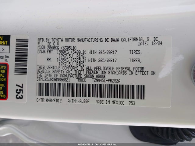 3TMLB5JN5RM086821 Toyota t24a-fts