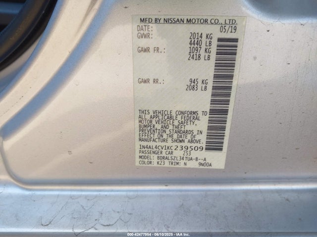 1N4AL4CV1KC239509 Nissan 2019