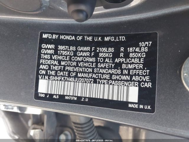2018 HONDA CIVIC SHHFK7H49JU207072 Photo 8