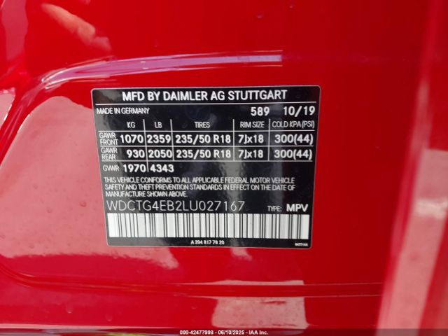 2020 MERCEDES-BENZ GLA 250 WDCTG4EB2LU027167 Photo 8