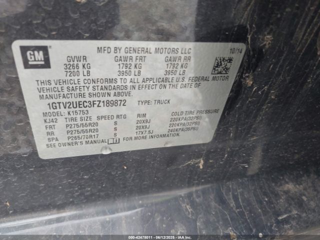 2015 GMC SIERRA 1500 1GTV2UEC3FZ189872 Photo 8