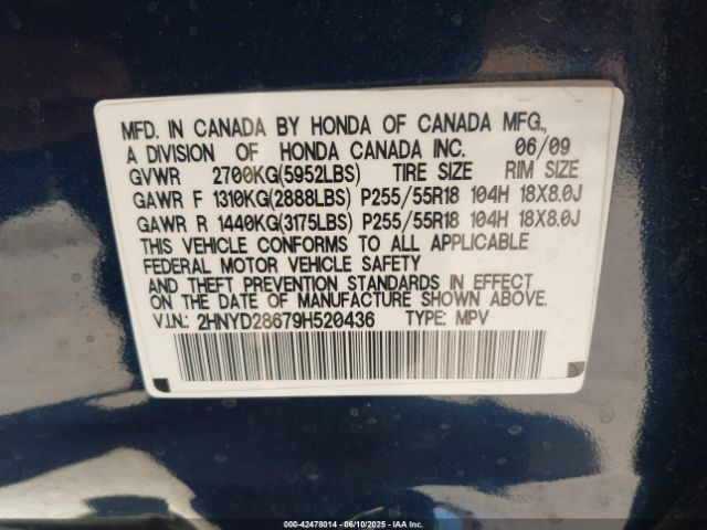 2009 ACURA MDX 2HNYD28679H520436 Photo 8