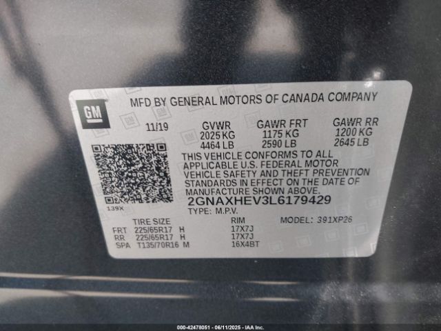 2020 CHEVROLET EQUINOX 2GNAXHEV3L6179429 Photo 8