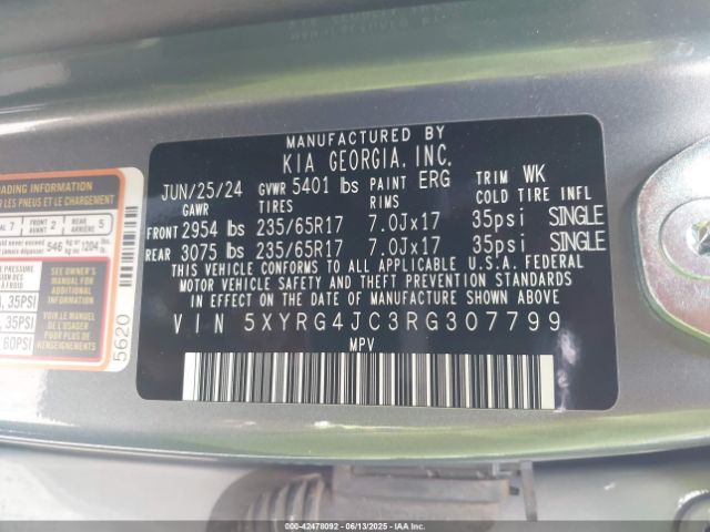 2024 KIA SORENTO 5XYRG4JC3RG307799 Photo 8
