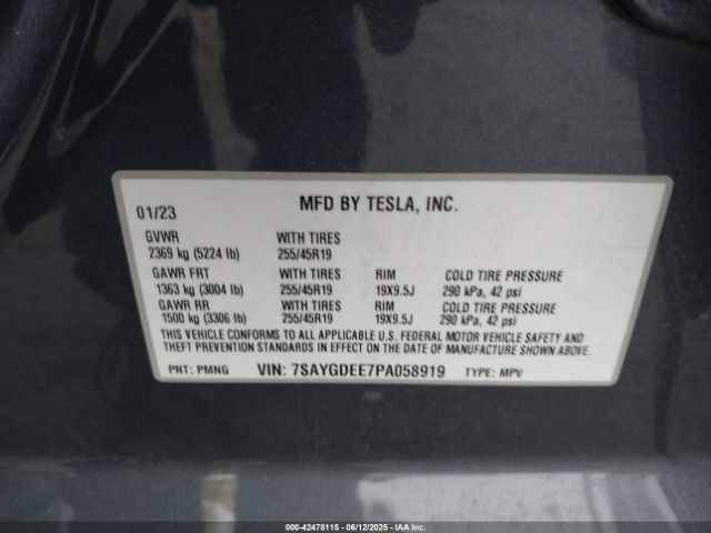 2023 TESLA MODEL Y 7SAYGDEE7PA058919 Photo 8