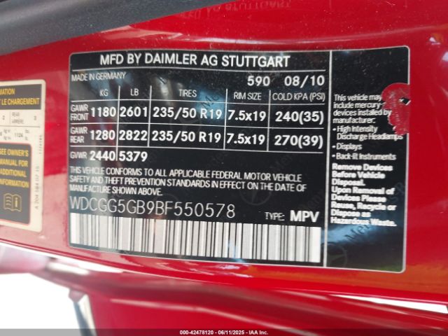 2011 MERCEDES-BENZ GLK 350 WDCGG5GB9BF550578 Photo 8