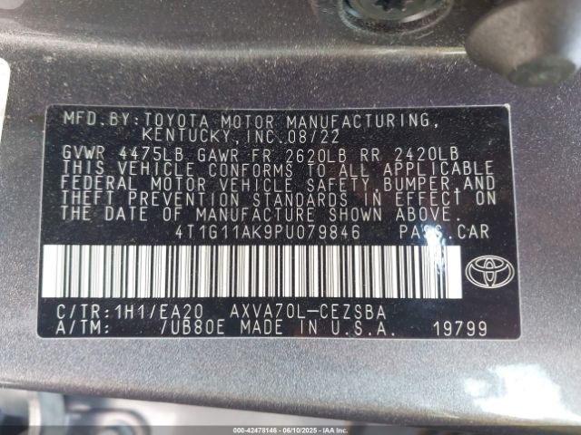 4T1G11AK9PU079846 Toyota CAMRY SE