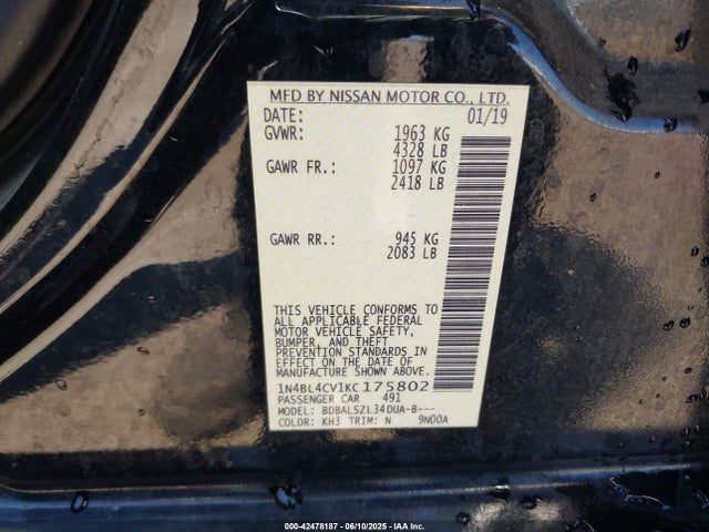 Nissan 2019 2019 1N4BL4CV1KC175802 Image 9