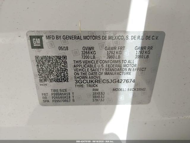 3GCUKREC5JG427674 Chevrolet l83 - sidi: spark ignited direct injection, vvt: variable valve timing, afm, e85 max, alum