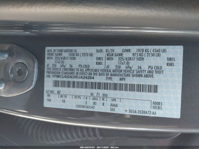 1FMCU0GN3RUA24264 Ford dragon gtdi