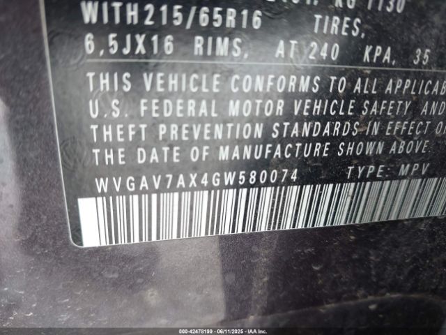 2016 VOLKSWAGEN TIGUAN WVGAV7AX4GW580074 Photo 8