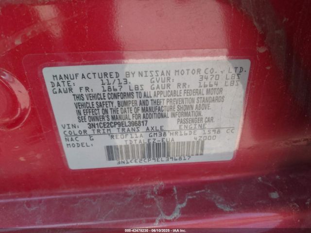 3N1CE2CP9EL396817 Nissan Versa Note Sv