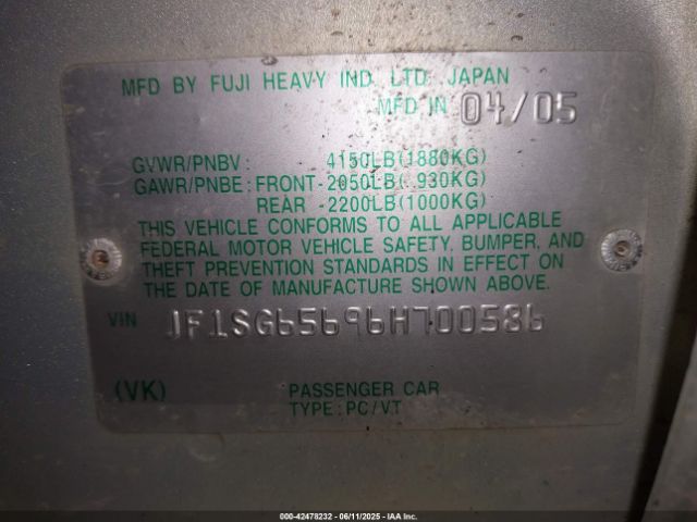 2006 SUBARU FORESTER JF1SG65696H700586 Photo 8
