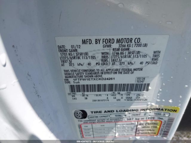 2012 FORD F-150 1FTFW1ETXCKD24261 Photo 8