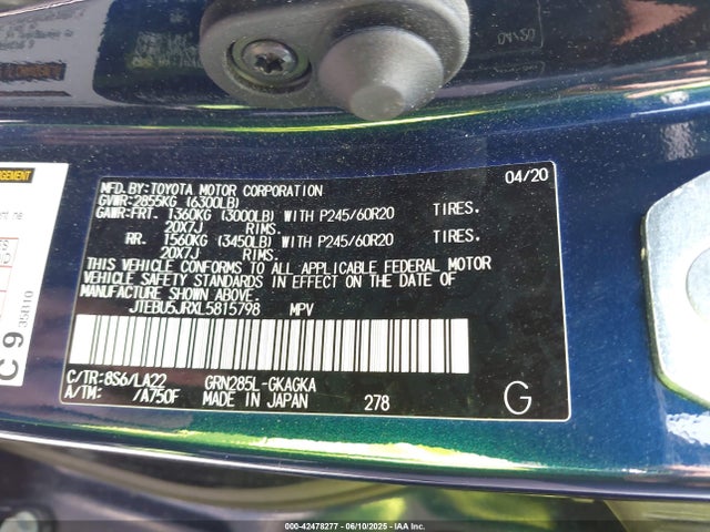 JTEBU5JRXL5815798 Toyota 1gr-fe