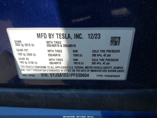 2023 TESLA MODEL S 5YJSA1E51PF530604 Photo 8