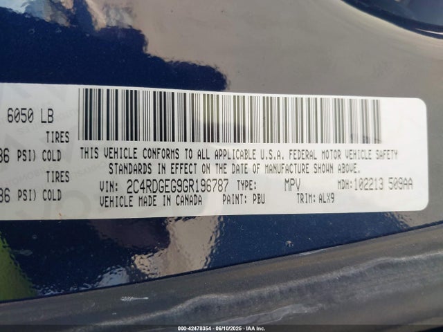2C4RDGEG9GR196787 Dodge Grand Caravan
