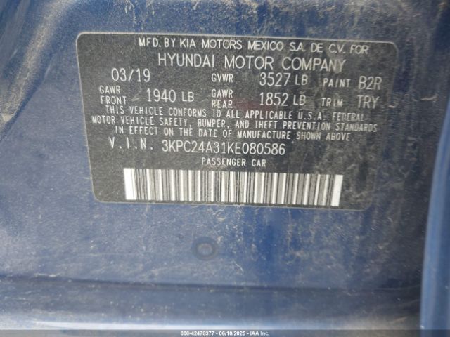 3KPC24A31KE080586 Hyundai ACCENT SE