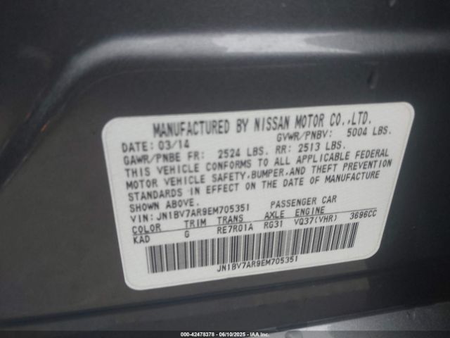 JN1BV7AR9EM705351 Infiniti Q50 Premium