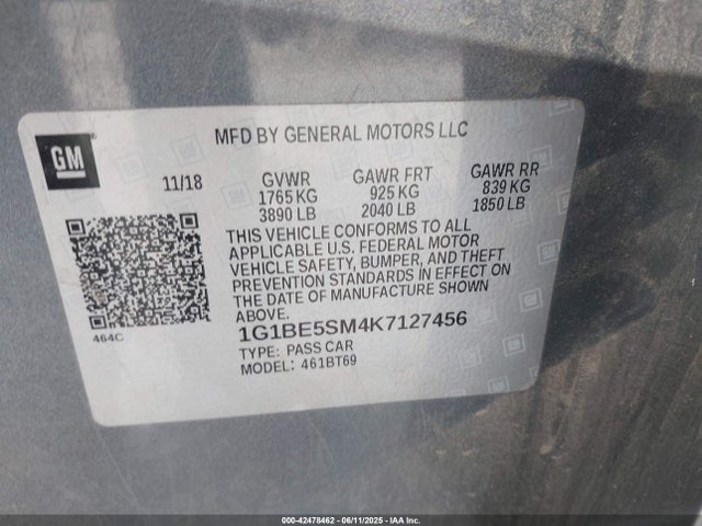 1G1BE5SM4K7127456 Chevrolet le2 -di: direct injection, vvt: variable valve timing, gen, alum