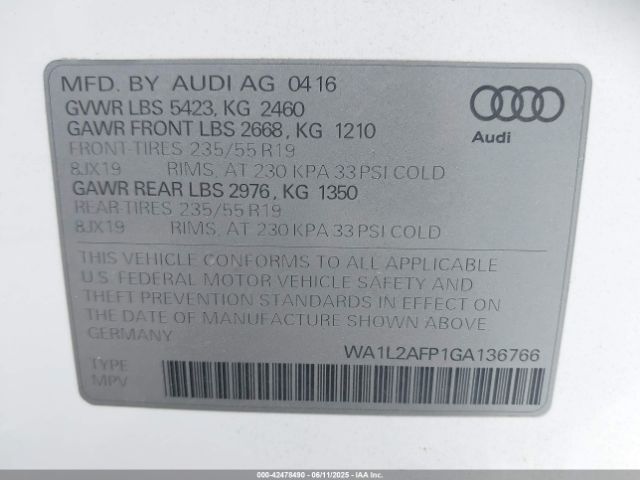 2016 AUDI Q5 WA1L2AFP1GA136766 Photo 8