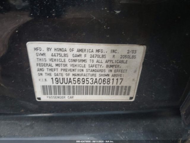 2003 ACURA TL 19UUA56953A068117 Photo 8