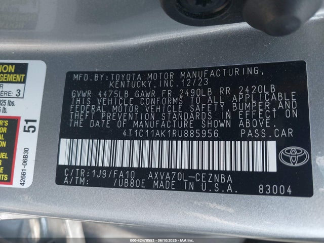 4T1C11AK1RU885956 Toyota a25a-fks