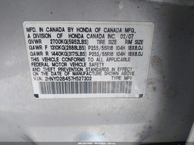 2007 ACURA MDX 2HNYD28457H527302 Photo 8