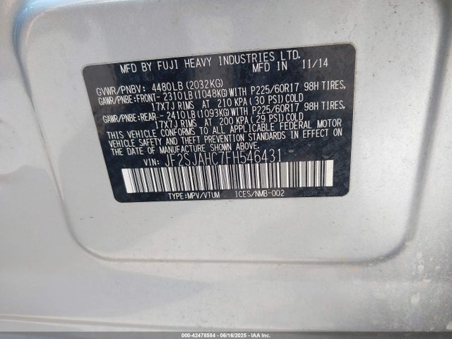JF2SJAHC7FH546431 Subaru 2.5na u5