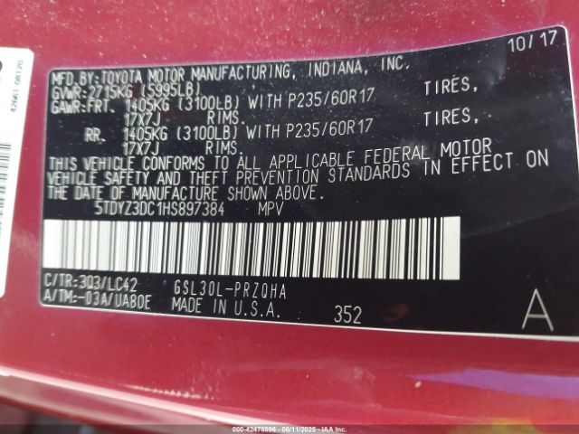 2017 TOYOTA SIENNA 5TDYZ3DC1HS897384 Photo 8