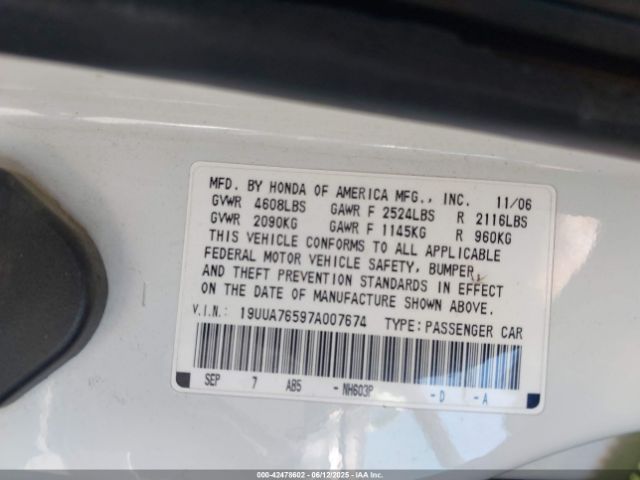 2007 ACURA TL 19UUA76597A007674 Photo 8