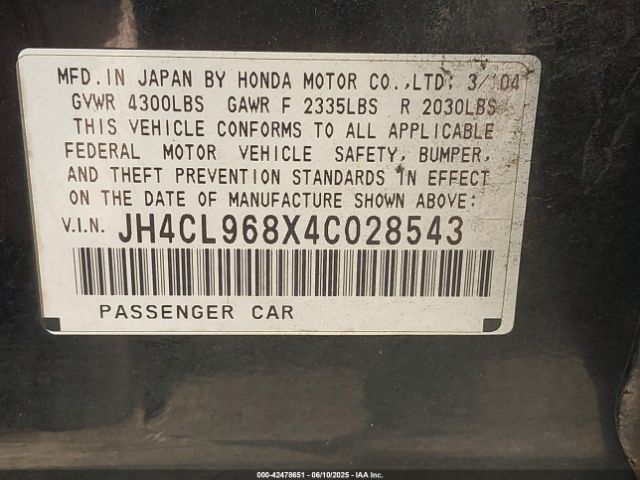 2004 ACURA TSX JH4CL968X4C028543 Photo 8