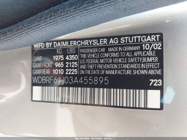 2003 MERCEDES-BENZ C 240 WDBRF61J03A455895 Photo 8