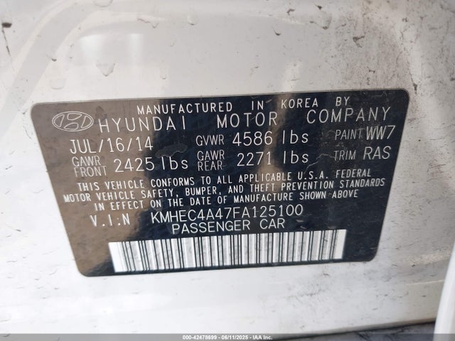 Hyundai dohc mpi theta ii 2015 KMHEC4A47FA125100 Image 9