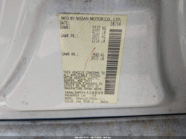 1N4AL3AP5FN328699 Nissan Altima