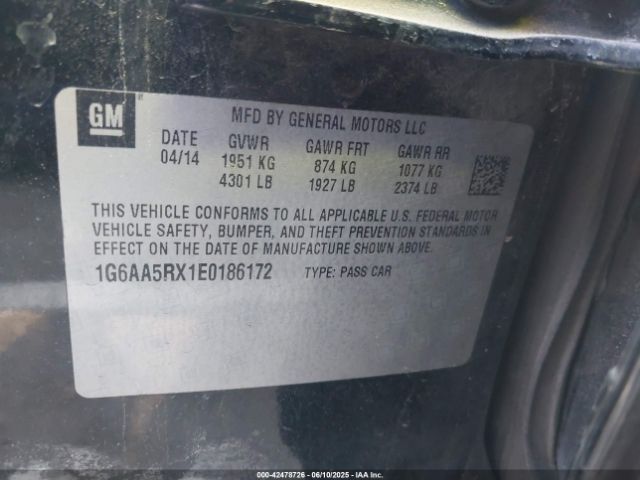 1G6AA5RX1E0186172 Cadillac Ats Standard