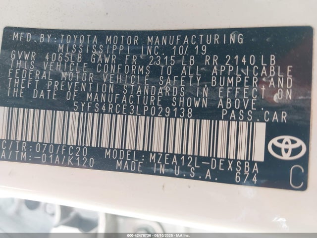 5YFS4RCE3LP029138 Toyota m20-fks