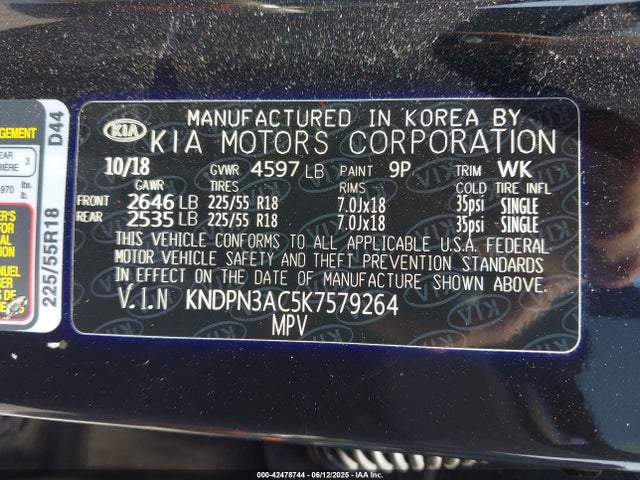 KNDPN3AC5K7579264 KIA gdi theta ii
