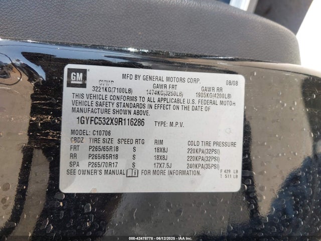 2009 CADILLAC ESCALADE 1GYFC532X9R116286 Photo 8