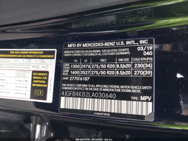 4JGFB4KB2LA030640 Mercedes-Benz Gle 350 4matic