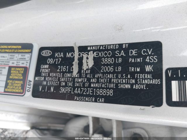 3KPFL4A72JE198898 KIA FORTE LX