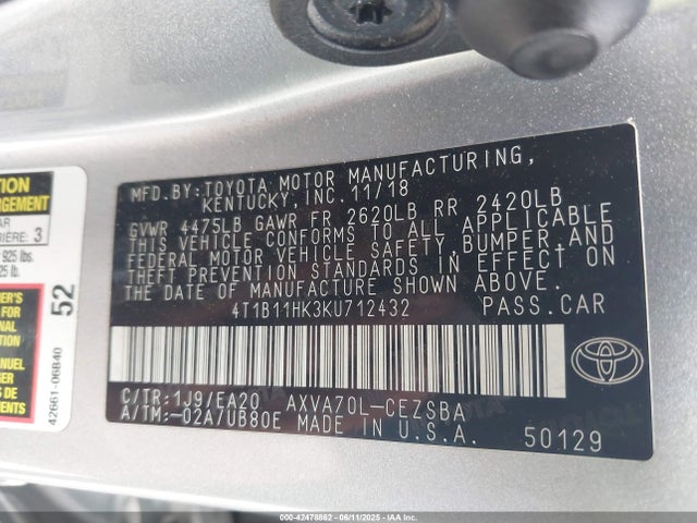 4T1B11HK3KU712432 Toyota a25a-fks