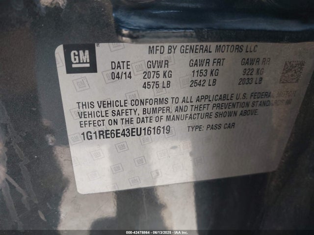 1G1RE6E43EU161619 Chevrolet luu - ffv, e-flex, fam