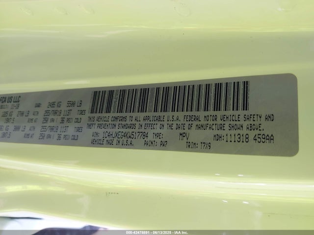 1C4HJXEG4KW517784 Jeep 2019