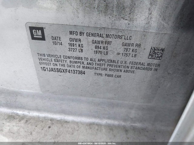 1G1JA5SGXF4137384 Chevrolet lwe