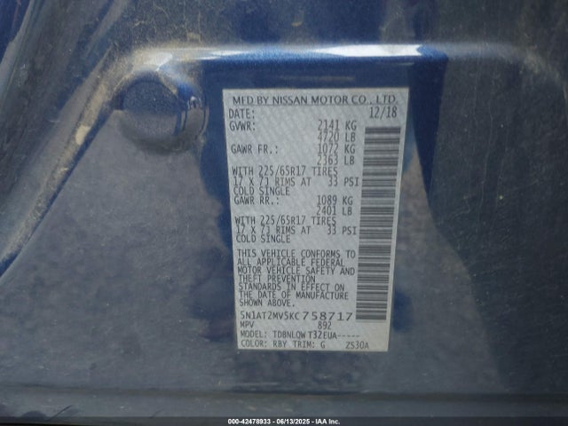 5N1AT2MV5KC758717 Nissan 2019